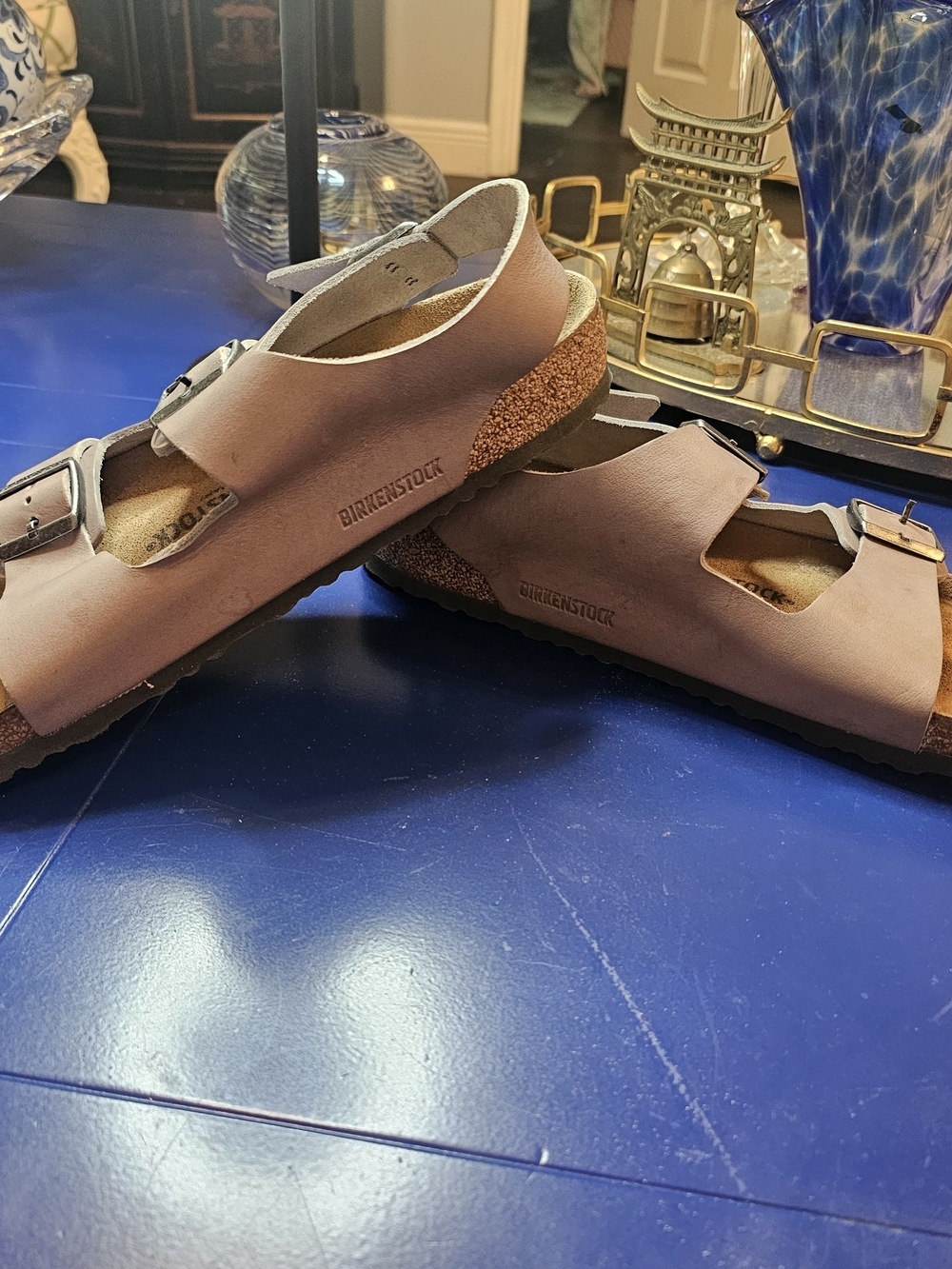 Birkenstock Gray Two-Strap Cork Footbed Sandals - Picture 3 of 6